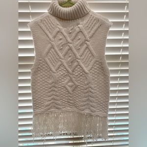 Q&A sleeveless, Fringed pullover sweater size L. Never worn, with tags.